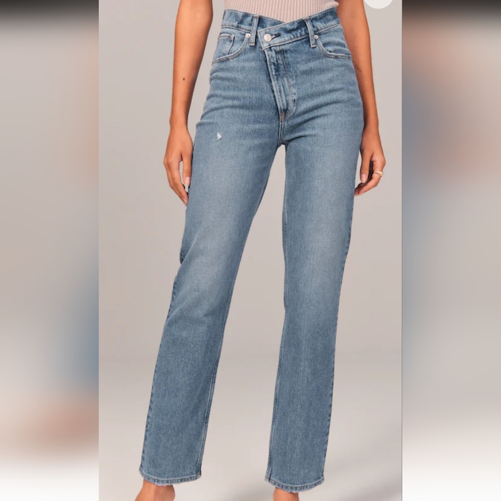 Abercrombie & Fitch 90's Straight Ultra High-Rise Crisscross Waistband Size 26L